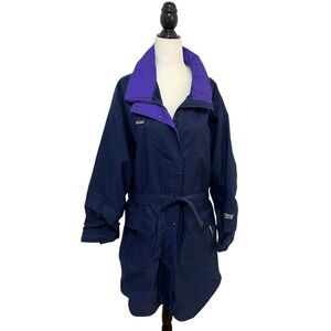 Vintage Far West Gore Tex 3/4‎ Length Coat Navy Blue & Purple Jacket Womens XL